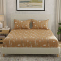 Huesland By Ahmedabad Cotton 144 Tc Double Bedsheet Cotton With 2 Pillow Covers | Tangerine Orange, White & Grey