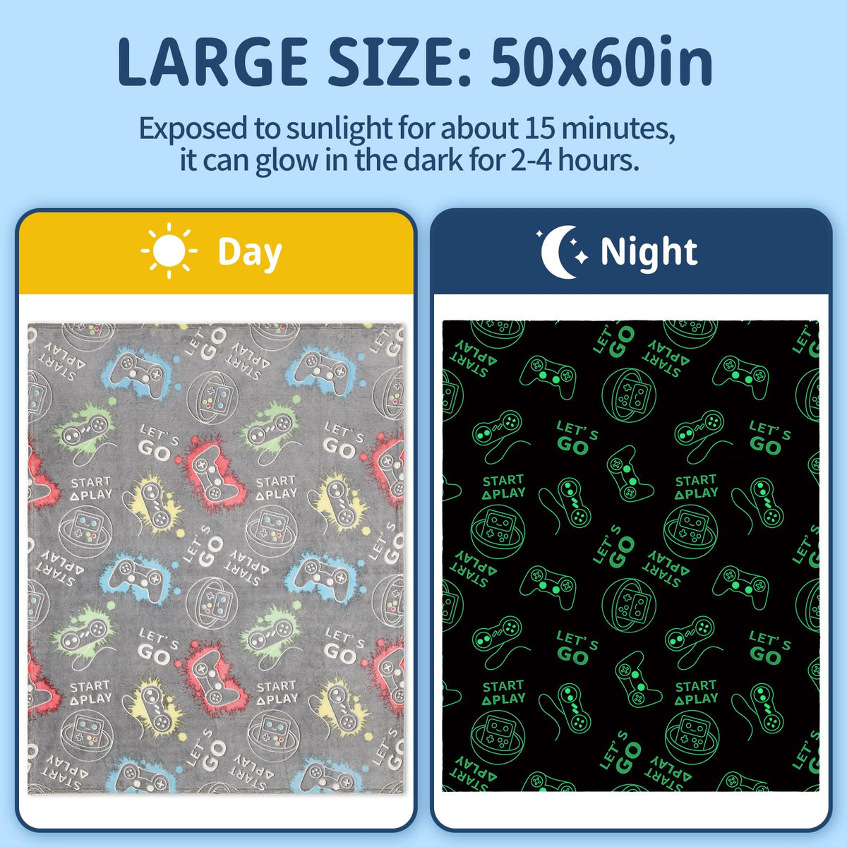 Lifeyj Glow In The Dark Game Blanket Gifts For Boys, Soft Blanket 3 4 5 6 7 8 9 10 Year Old Boy Gifts, Toddler Boys Toys Age 6-8