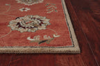 HomeRoots Wool 8'x11' Sienna Orange Hand Tufted Allover Traditional Floral Indoor Area Rug