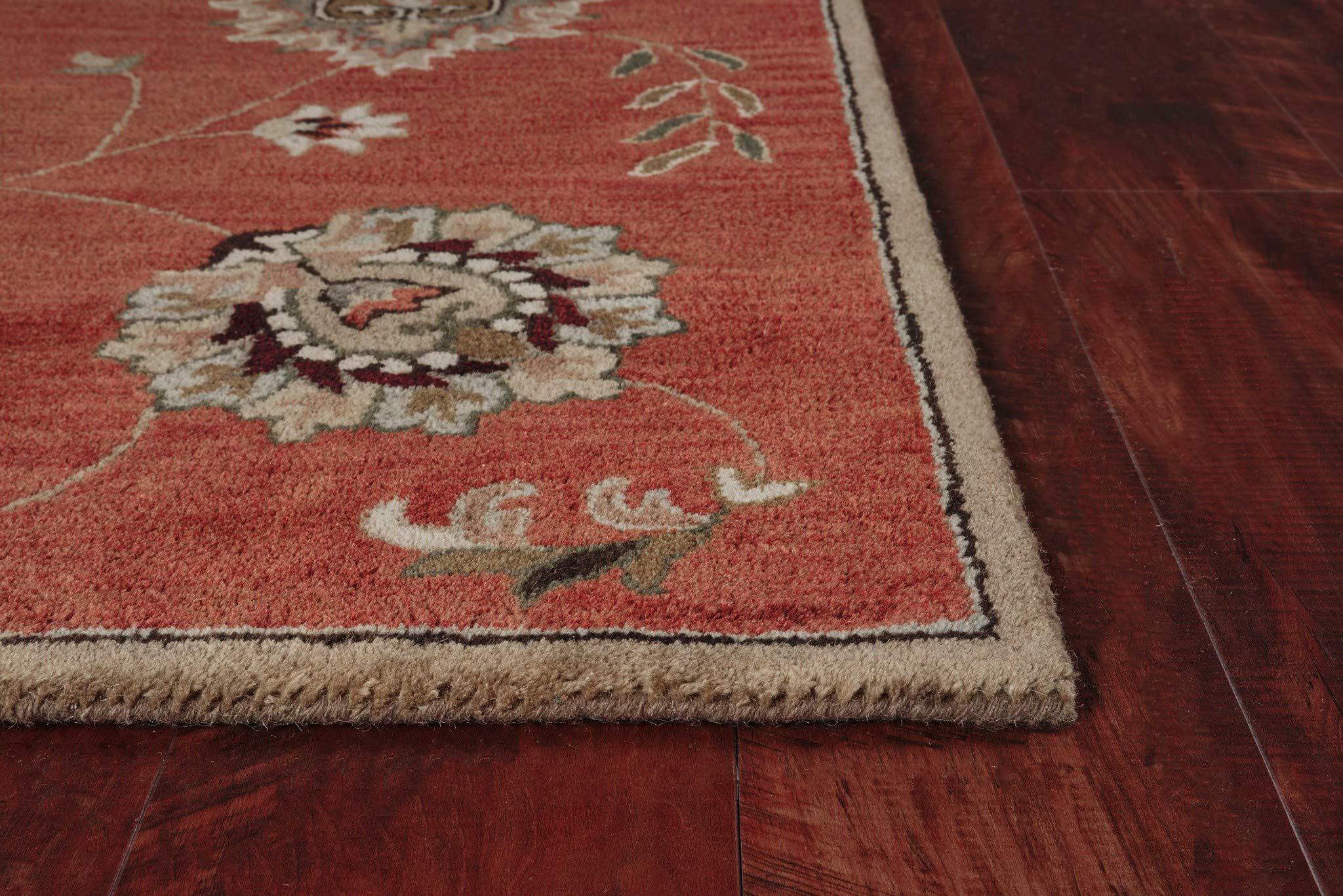 HomeRoots Wool 8'x11' Sienna Orange Hand Tufted Allover Traditional Floral Indoor Area Rug