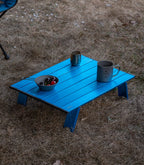 Iclimb Ultralight Compact Mini Beach Picnic Folding Alu. Table With Carry Bag, Two Size (Blue - L)