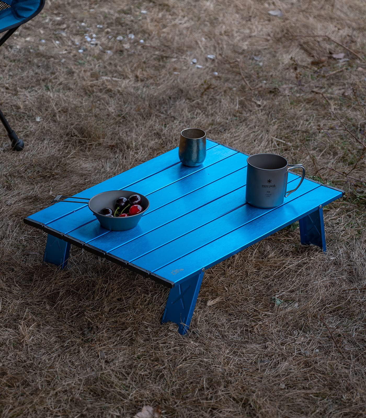 Iclimb Ultralight Compact Mini Beach Picnic Folding Alu. Table With Carry Bag, Two Size (Blue - L)