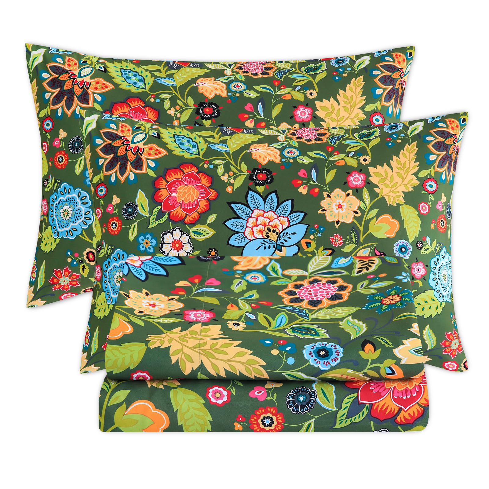 Bedlifes Full Sheet Set Floral Sheets Full Ultra Soft Breathable Floral Bed Sheets Deep Pocket Printed Boho 100% Microfiber 4 Pi