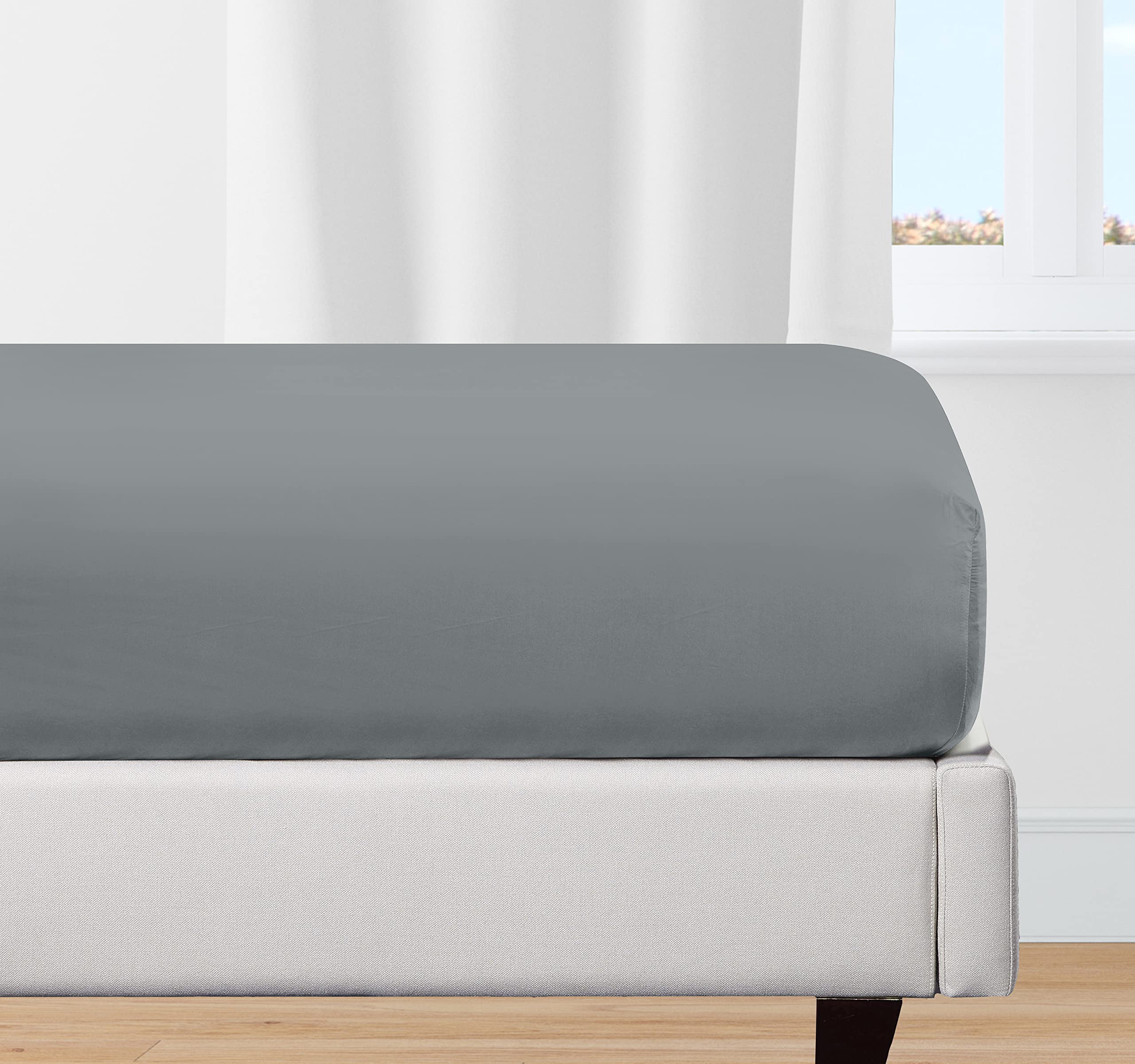 California Design Den 100% Organic Cotton Fitted Sheet Full Size Only, Percale, Deep Pocket, Gots Certified, Lightweight, Snug-F