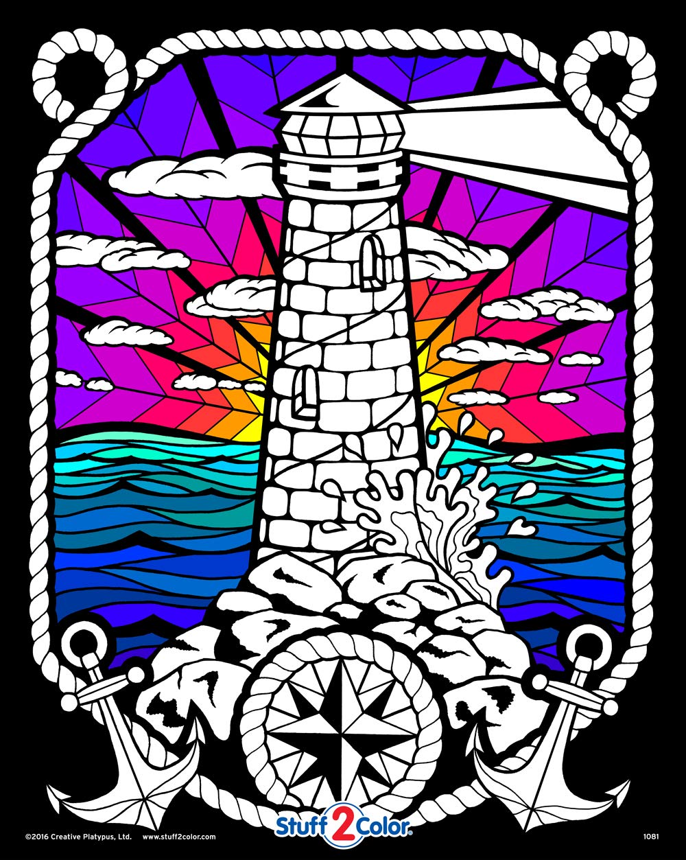Lighthouse - Fuzzy Velvet Detailed Coloring Poster 16x20