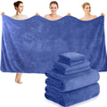 Peryiter 6 Pcs Bath Towel Set, Oversized Bath Sheet for Adults, Dark Blue