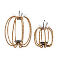 Mud Pie Beaded Pumpkin Lantern Set, Brown, Small 8 1/2 x 7 | Large 11 1/2 x 9