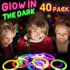 40 Pcs Led Glow Sticks Bracelets Glow In The Dark Party Supplies, Light Up Bracelets Glow Party Favors For Kids Adults, Party Su