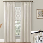Shineland Beige Blackout Curtains 96 Inches Long For Farmhouse Living Room,Light Blocking Linen Pinch Pleated Shabby Chic Curtains For Bedroom Farm House 2 Panels Set