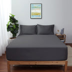 2-Pack Pure Cotton Fitted Sheet Queen Size, 600 Thread Count 16'' Deep Pocket Egyptian Cotton Fitted Sheet (2Pcs, Queen, Dark Gr