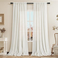 Guken Natural Linen Curtains 105 Inch Length For Living Room Bedroom 2 Panels Set Rod Pocket Light Filtering Semi Sheer Window C