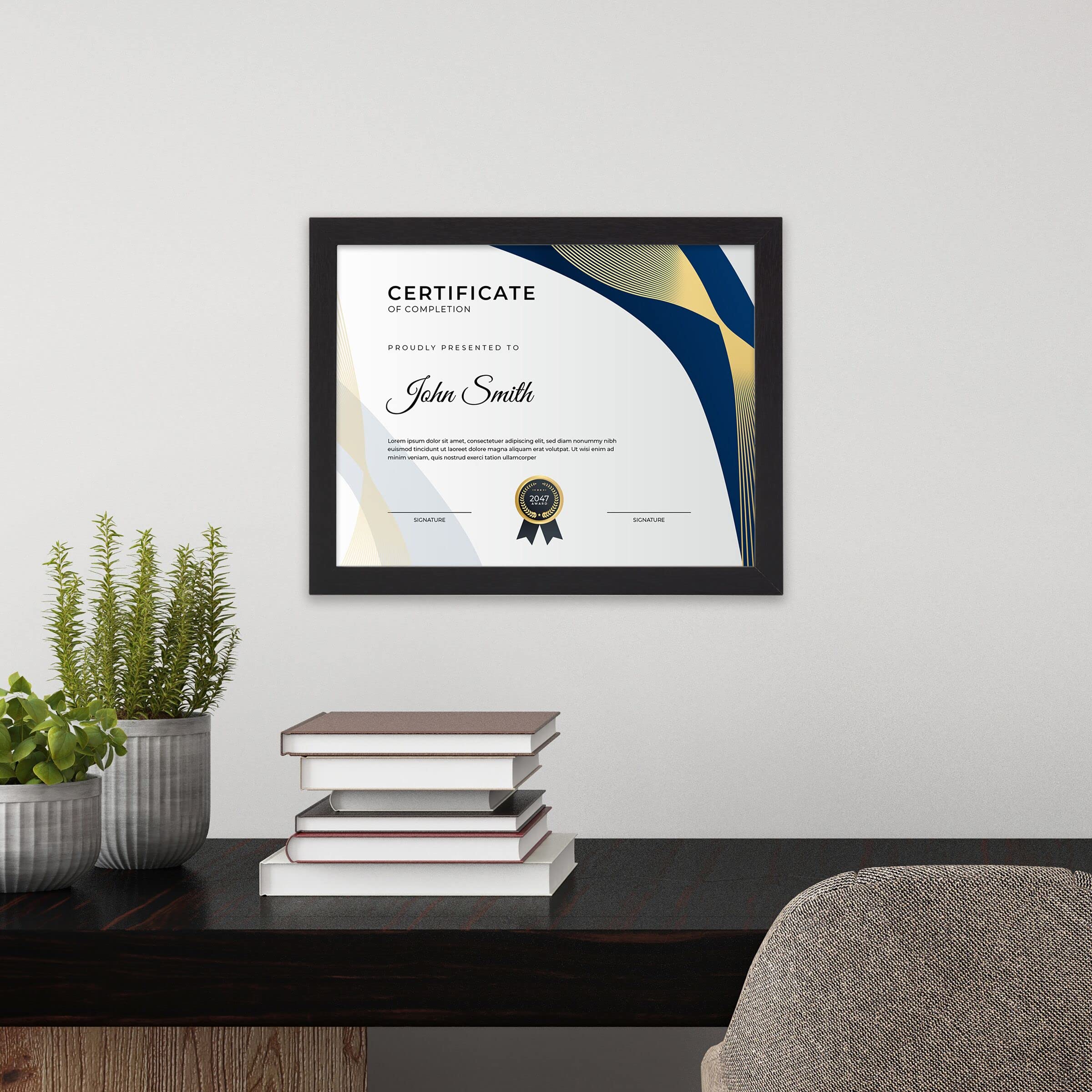 Melannco 12X9.4 Inch Black Wood Certificate Frame- Displays One 8.5X11 Inch Document