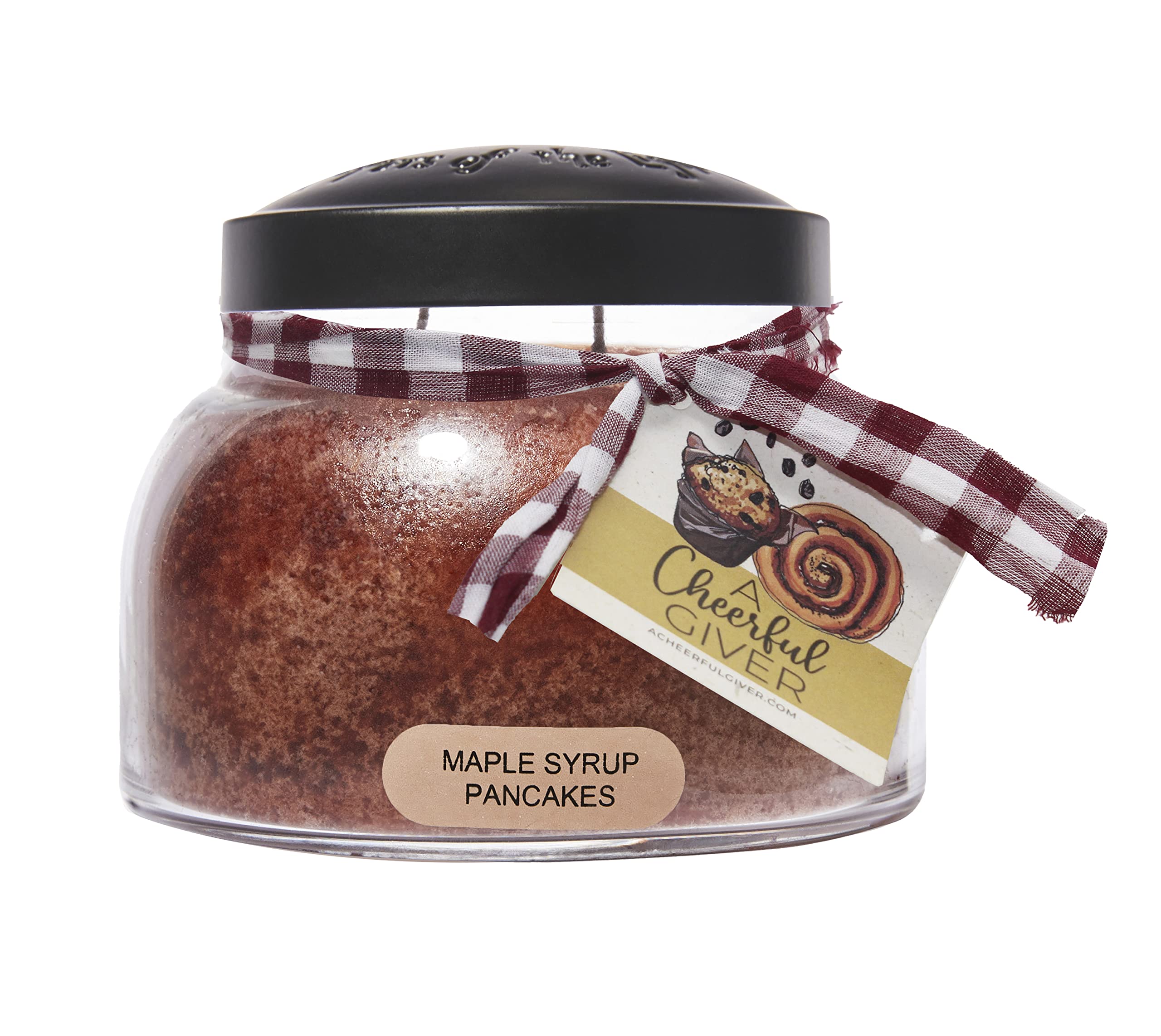 A Cheerful Giver - Maple Syrup Pancakes Mama Scented Glass Jar Candle (22oz) with Lid & True to Life Fragrance Made in USA