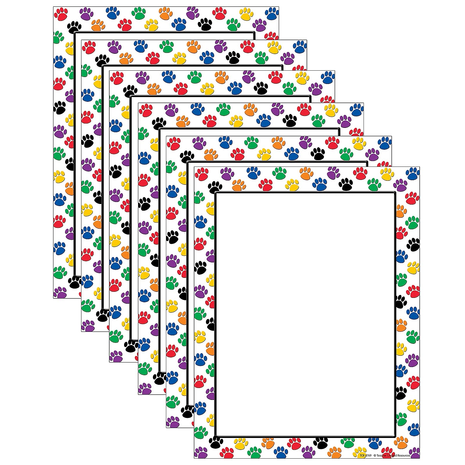 Teacher Created Resources Tcr4769-6 Colorful Paw Prints Computerpaper, 6 Packs