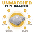 Gold Case Turkish Bed Blanket - 100% Recycled Cotton Queen Blanket For Bed 90X90 - Super Soft Cotton Blankets Queen Size - Layer