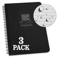 Rite In The Rain Weatherproof Side Spiral Notebook, 4.625' X 7', Black Cover, Universal Pattern, 3 Pack (No. 773L3)