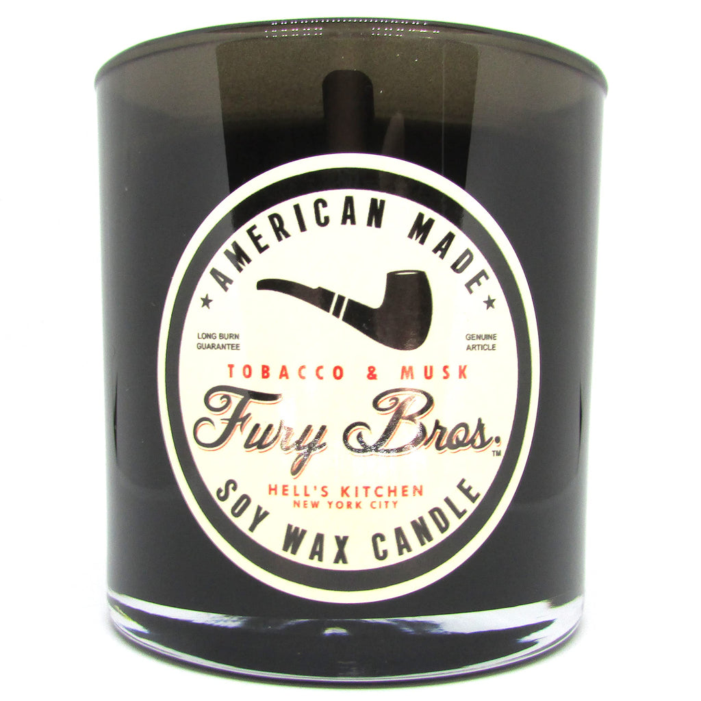 Fury Bros. Black Series Scented Candles | Tobacco & Musk | All-Natural Soy Wax | Hand-Poured In Usa | Long 60-70 Hour Burn (9 Oz