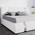 SHA CERLIN King Size Bed Frame with Iron Pieces Decor and Adjustable Headboard/Deluxe Upholstered Modern Platform Bed with Solid