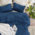 Andency Navy Blue Comforter King Size, 3 Pieces Boho Tassel Lightweight Bedding Comforter Sets For King Bed, All Season Soft Fluffy Fringe Bed Set (104X90In Comforter & 2 Pillowcases)