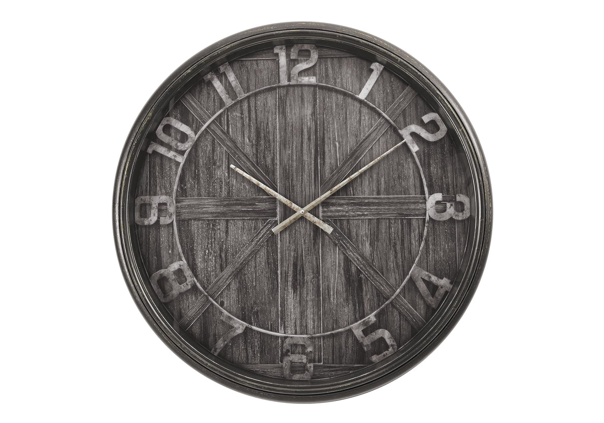 Monarch Specialties I 9025 Clocks, 30' Round, Large Oversized, Wall Clock, Brown, Transitional