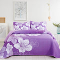 Djy Purple Floral Queen Quilt Set 3 Pieces Botanical Pattern Bedspread Summer Gradient Bedding Quilt Set With 2 Pillow Shams Sof