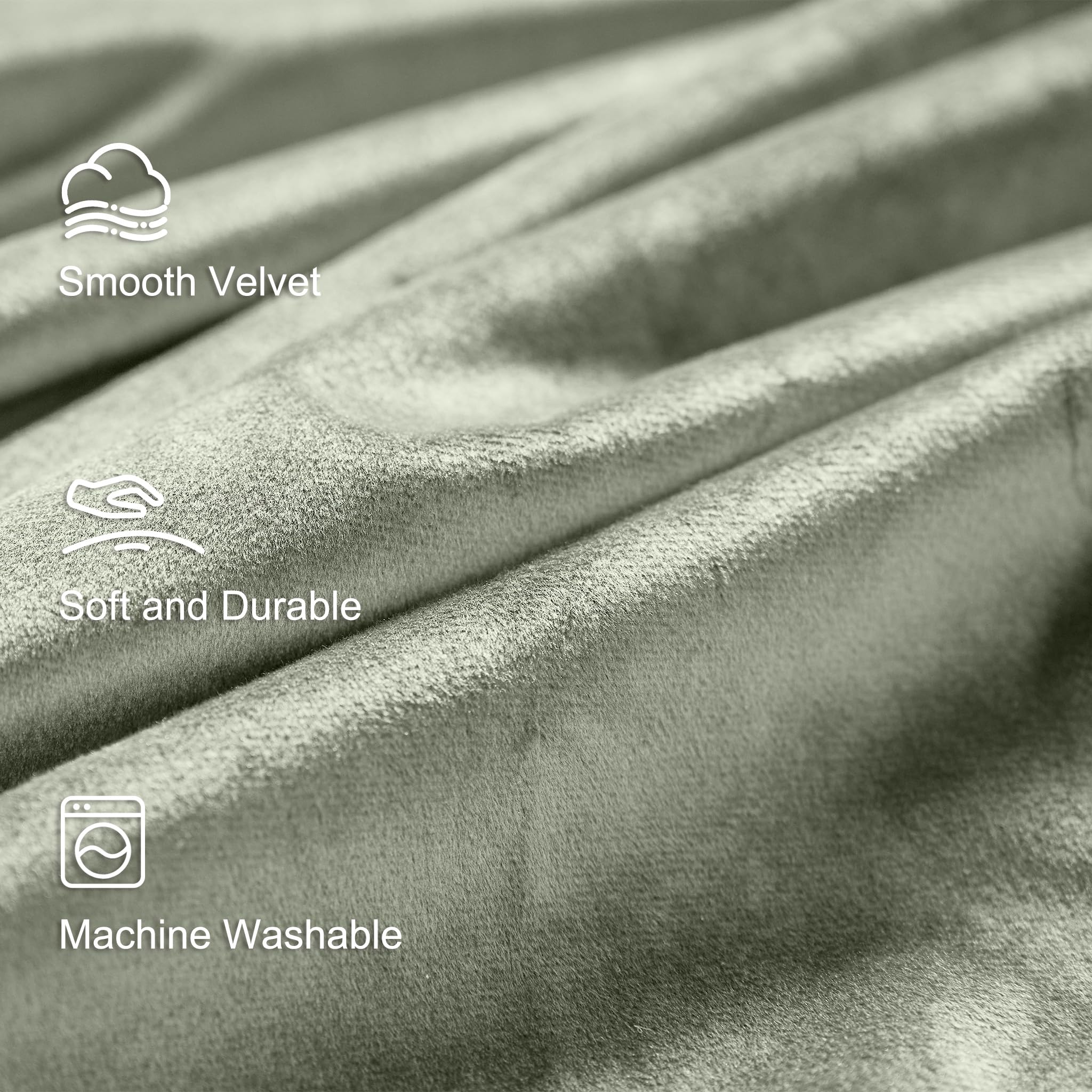 Lazzzy Grayish Green Velvet Curtains Room Darkening Thermal Insulated Curtains 120 Inch Length Window Drapes For Bedroom Living Room Super Soft Luxury Rod Pocket Window Treatment 2 Panels