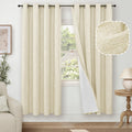 Lajode Cream 100% Blackout Linen Curtains For Living Room 72 Inch Length 2 Panels Set, Faux Linen Thermal Insulated Light Blocki