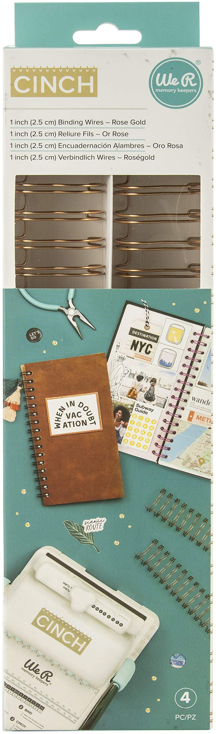 We R Memory Keepers Cinch Book Binding Wire (1-Inch, Rose Gold (4 Pack))