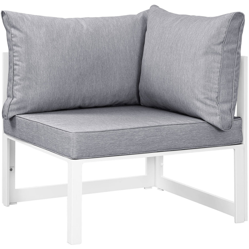 Modway Fortuna Aluminum Outdoor Patio Corner Chair in White Gray