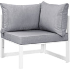 Modway Fortuna Aluminum Outdoor Patio Corner Chair in White Gray