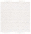 Safavieh Moroccan Tassel Shag Collection Area Rug - 3 Square, Ivory, Geometric Design, Plush 1.5 Inch Thick Ideal for High Traf