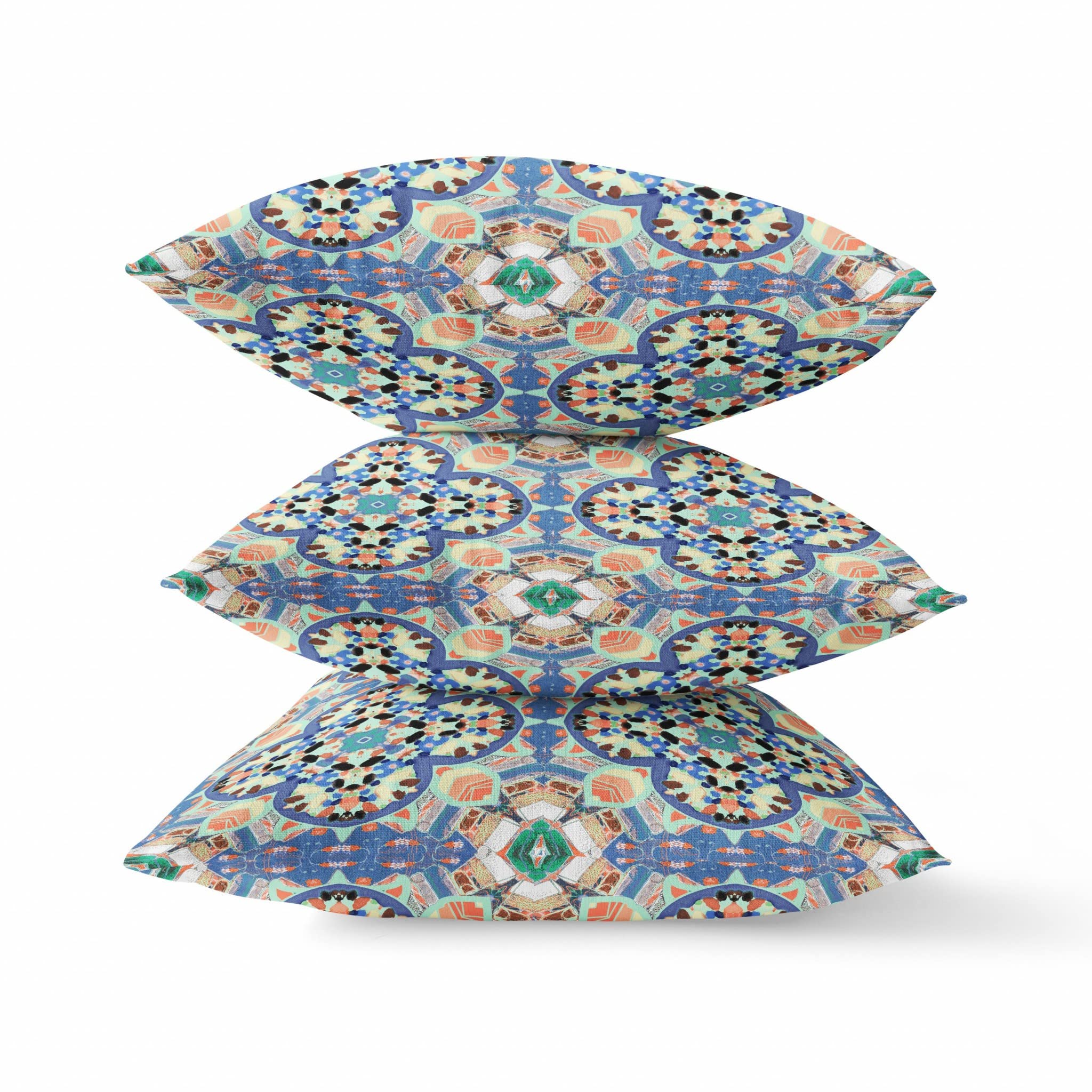HomeRoots Blue Purple Peach Blue Peach Cloverleaf Boho Suede Throw Pillow