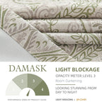 Jinchan Linen Textured Curtains For Living Room Darkening 90 Inch Length, Medallion Drapes For Bedroom, Damask Pattern Window Treatments Vintage Curtain Panels, 2 Panels Sage Green On Greige