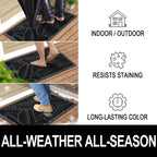 Colorxy Waterproof Doormat, Sturdy Natural Rubber Front Indoor/Outdoor Mat, Non-Slip Low Profile, Stain And Fade Resistant, Easy Clean Patio Entrance, 30''X17'', Black