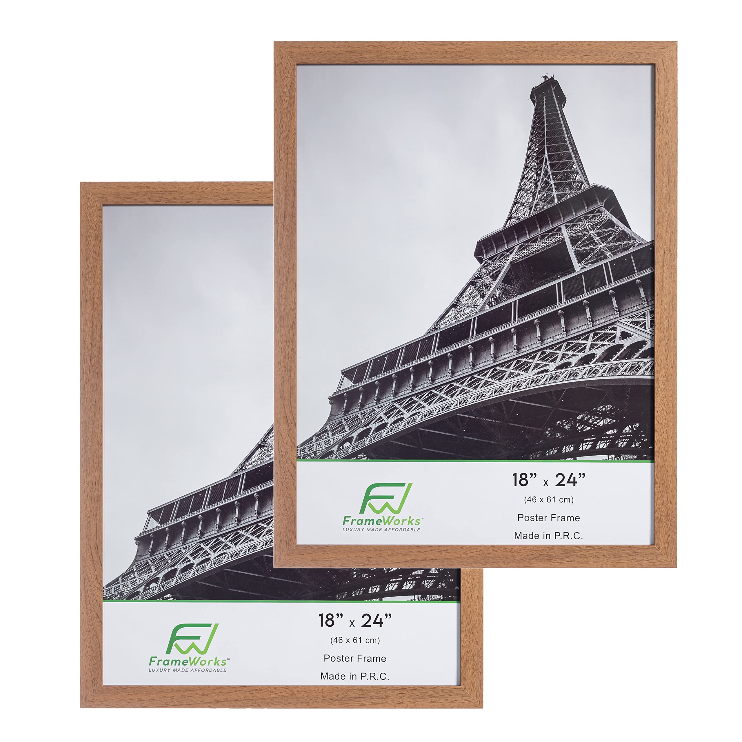 FrameWorks 18    x 24    2-Pack Golden Oak Back-Loading Wooden Poster Frame with Classic Edges