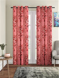 Fashion String 2 Piece Blossoms Eyelet Polyester Long Door Curtains9 Feet, Maroon