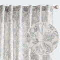 Lazzzy Linen Curtains Farmhouse Grey Floral Print Curtains 96 Inches Long Back Tab Drapes For Living Room Bedroom Semi Sheer Cou
