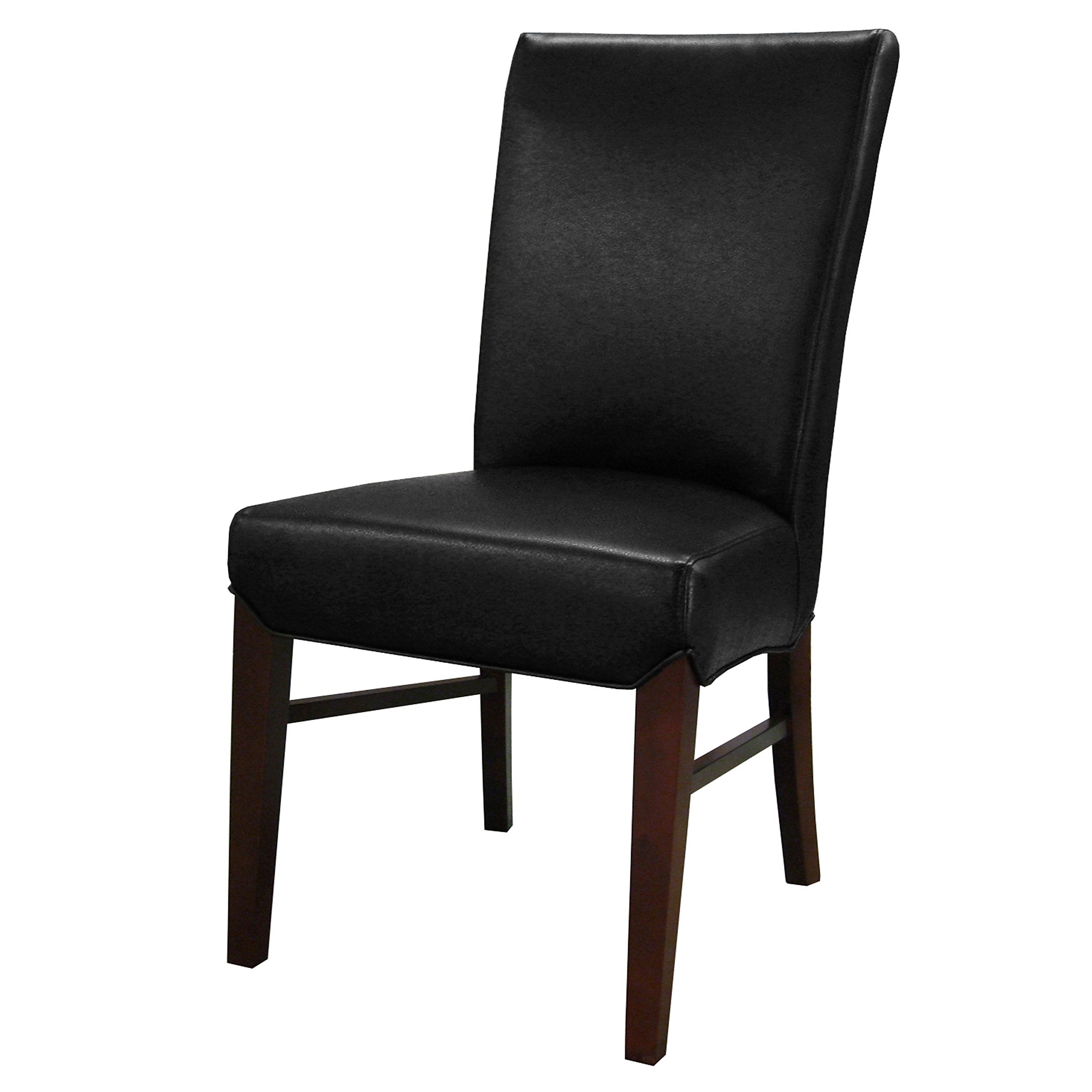 New Pacific Direct Milton Bonded Leather Chair,Brown Legs,Black,Set of 2