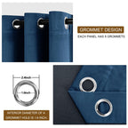 Dwcn Velvet Blackout Curtain Panels - Navy Blue Grommet Top Thermal Insulated Bundleable Window Treatment Set Home Decor Modern