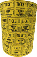 The Ticket Gurus-Raffle Tickets - (4 Rolls Of 2000 Double Tickets) 8,000 Total 50/50 Raffle Tickets-(4) Yellow Rolls