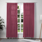 TWOPAGES Double Layer Lined Curtain Burgundy Red Linen Blend Light Filtering Pinch Pleat Curtain for Kitchen, Room Darkening Win