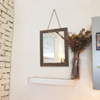 Aazzkang Rustic Wood Mirror Rectangle Decorative Wall Mirror With Frame Bedroom Living Room Bathroom Hanging Mirror
