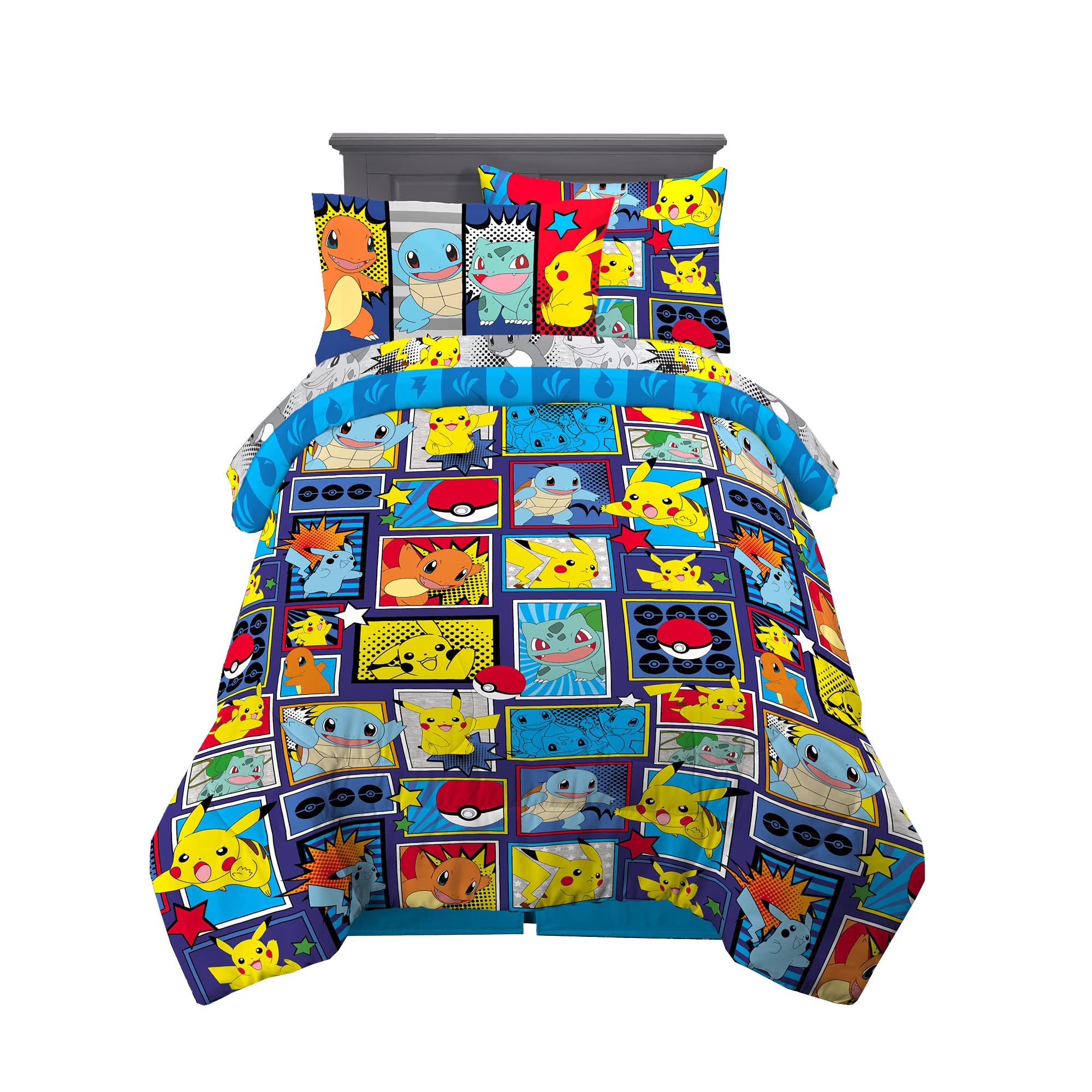Franco Kids Bedding Super Soft Comforter And Sheet Set With Sham, 5 Piece Twin Size, Pokemon