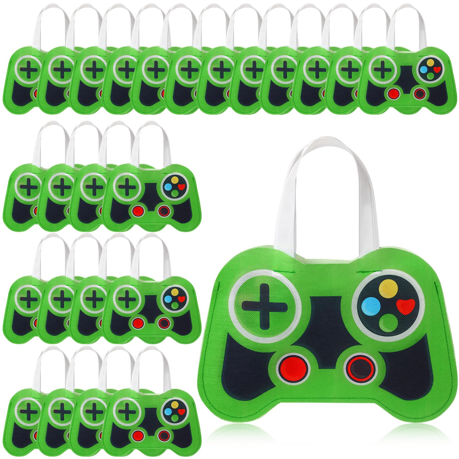 Silkfly 24 Pcs Video Game Party Favor Bags Non Woven Reusable Gaming Goodie Treat Gift Bags with Handles Gaming Party Supplies (