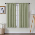 Lecloud Bessie Light Green Curtains 63 Inch Length 2 Panels, Light Filtering Curtains for Bedroom, Faux Linen Textured Window Dr
