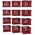 Storex Mini Crates - Stackable Small Storage Crates for Desktop Organization, 9 x 7.75 x 6 inches, School Red, 12-Pack (61593U12