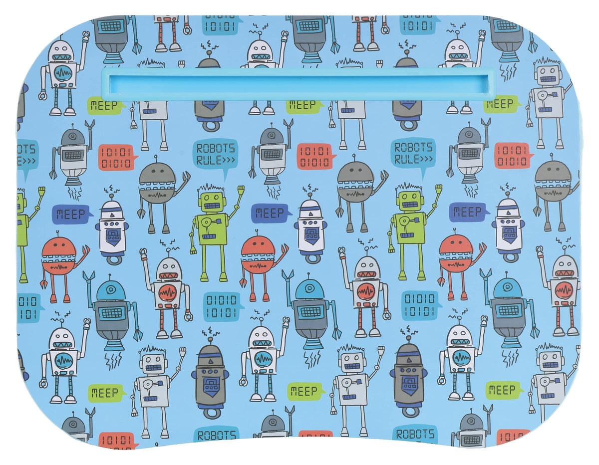 Iscream 17.25' X 13.25' Laminate Top Microbead Filled Lap Desk With Tablet Channel - Robots Rule