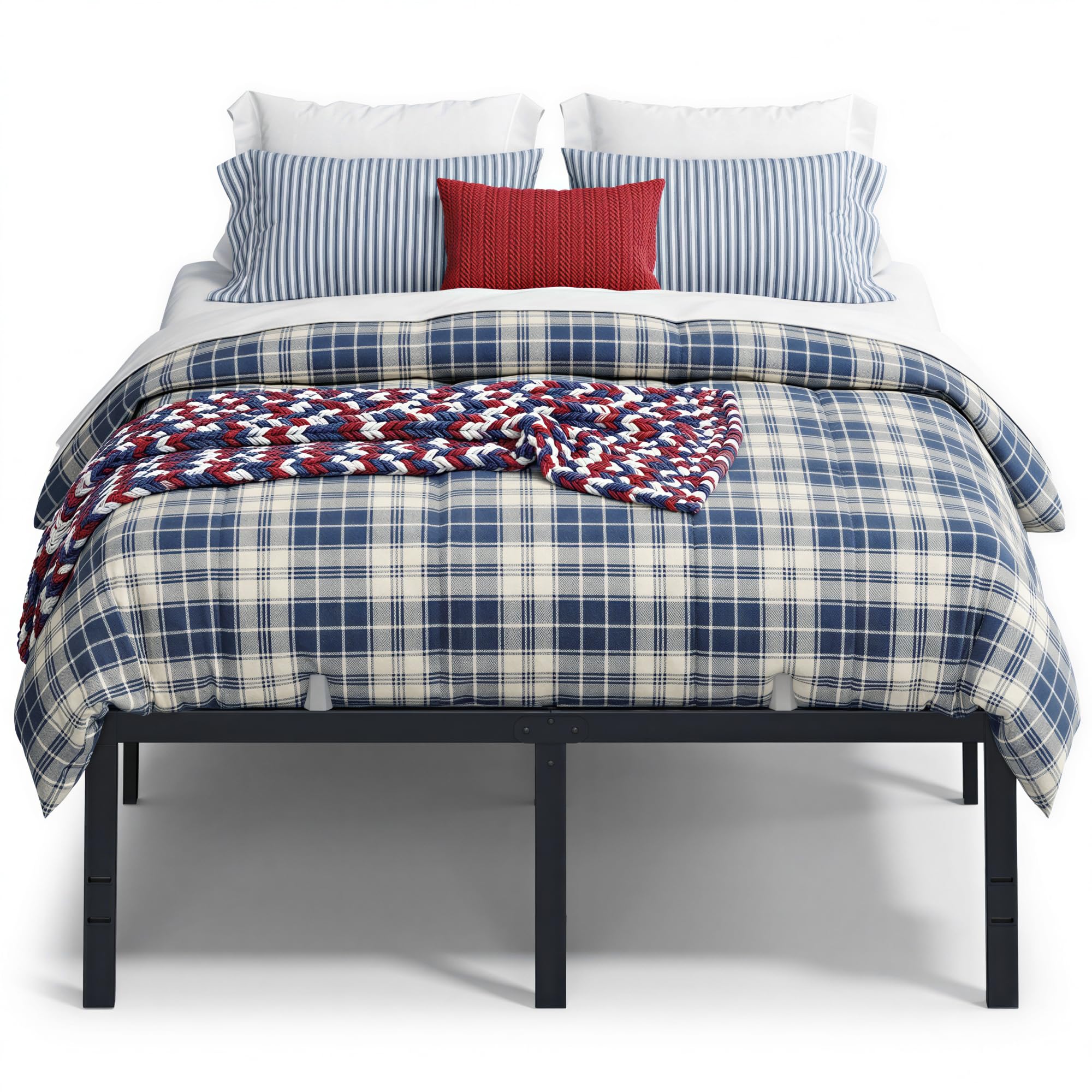 VASAGLE Full Metal Bed Frame 18 Inches Tall, 1100 lb Weight Capacity, No Box Spring Needed, with Under-Bed Storage, Easy Setup, 