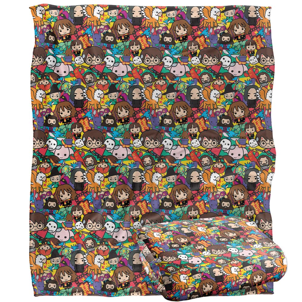 Harry Potter Hero Chibi Collage Officially Licensed Silky Touch Super Soft Throw Blanket 50' X 60'