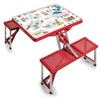 Oniva Play Town Folding Picnic Table, Camping Table, Outdoor Table With Umbrella Hole, (Red)